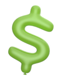 Small green Dollar Sign Balloon